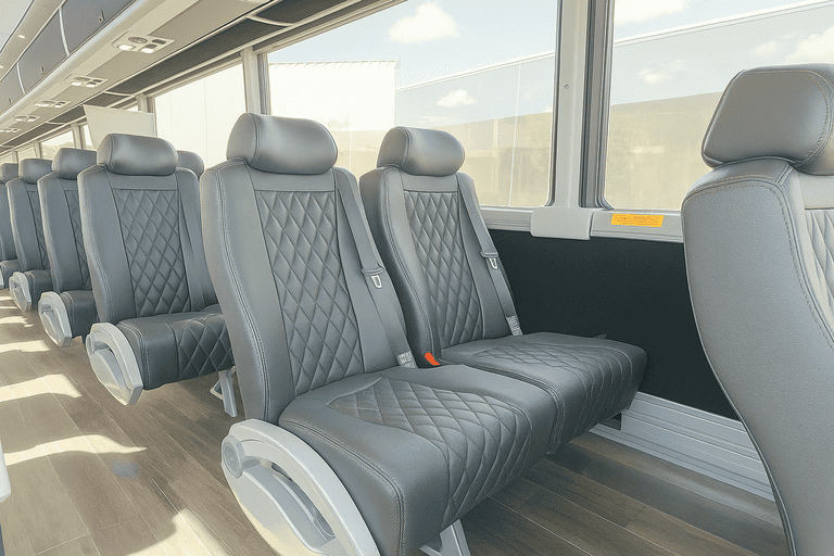 interior of Temecula Shuttle Bus Rentals charter bus